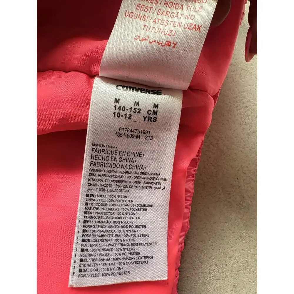 Converse Kids Pink Puffer Jacket Size XS